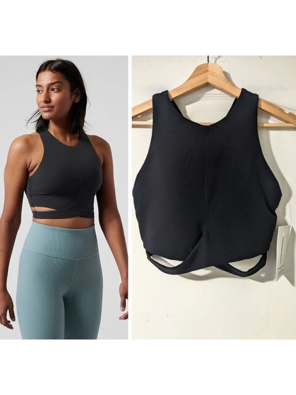 Athleta | Conscious Crop Cut Out Bra In Black (D-DD cup)